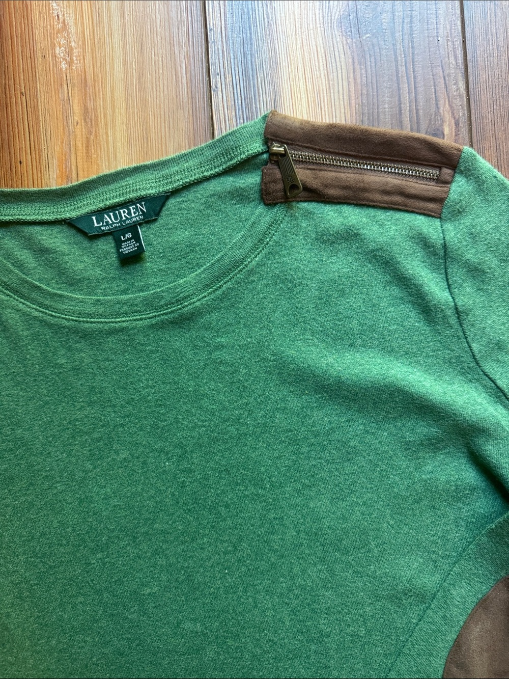 Lauren Ralph Lauren long sleeve green women’s top size large - Picture 2 of 7